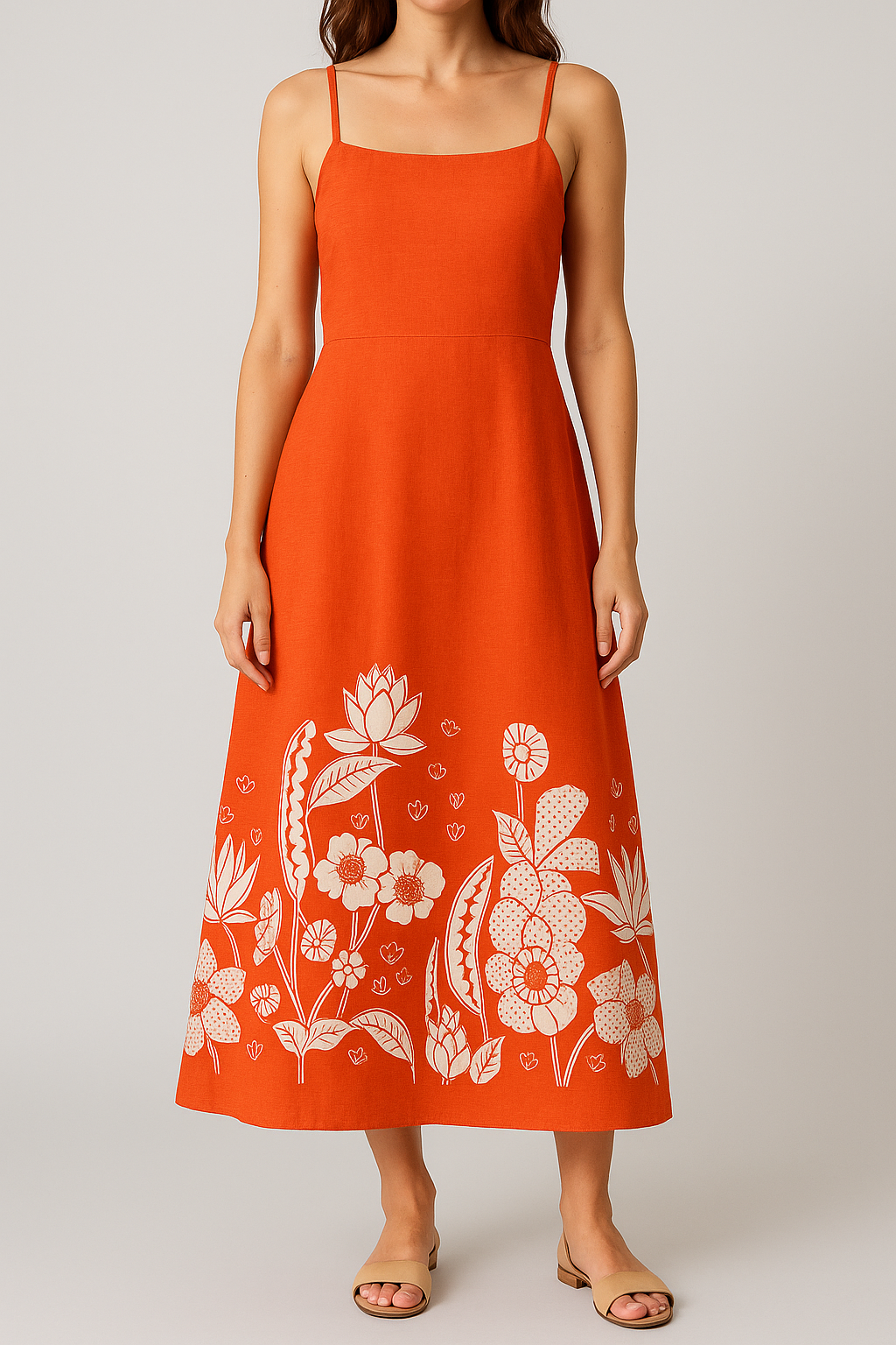 Spegati with jacket orange linen dress