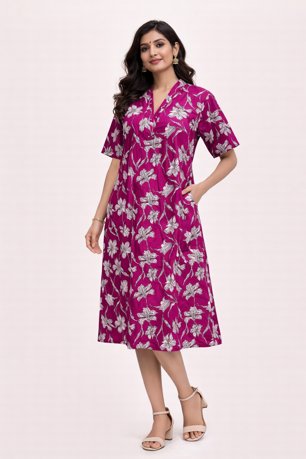 Hibiscus Printed cotton dress