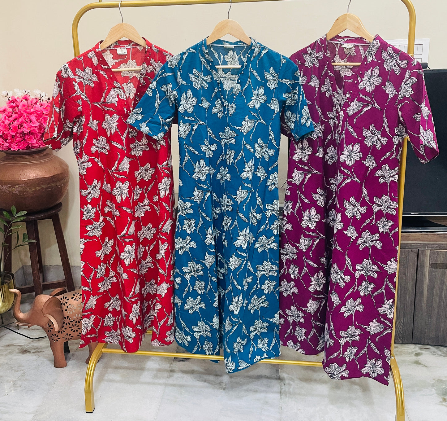 Hibiscus Printed cotton dress