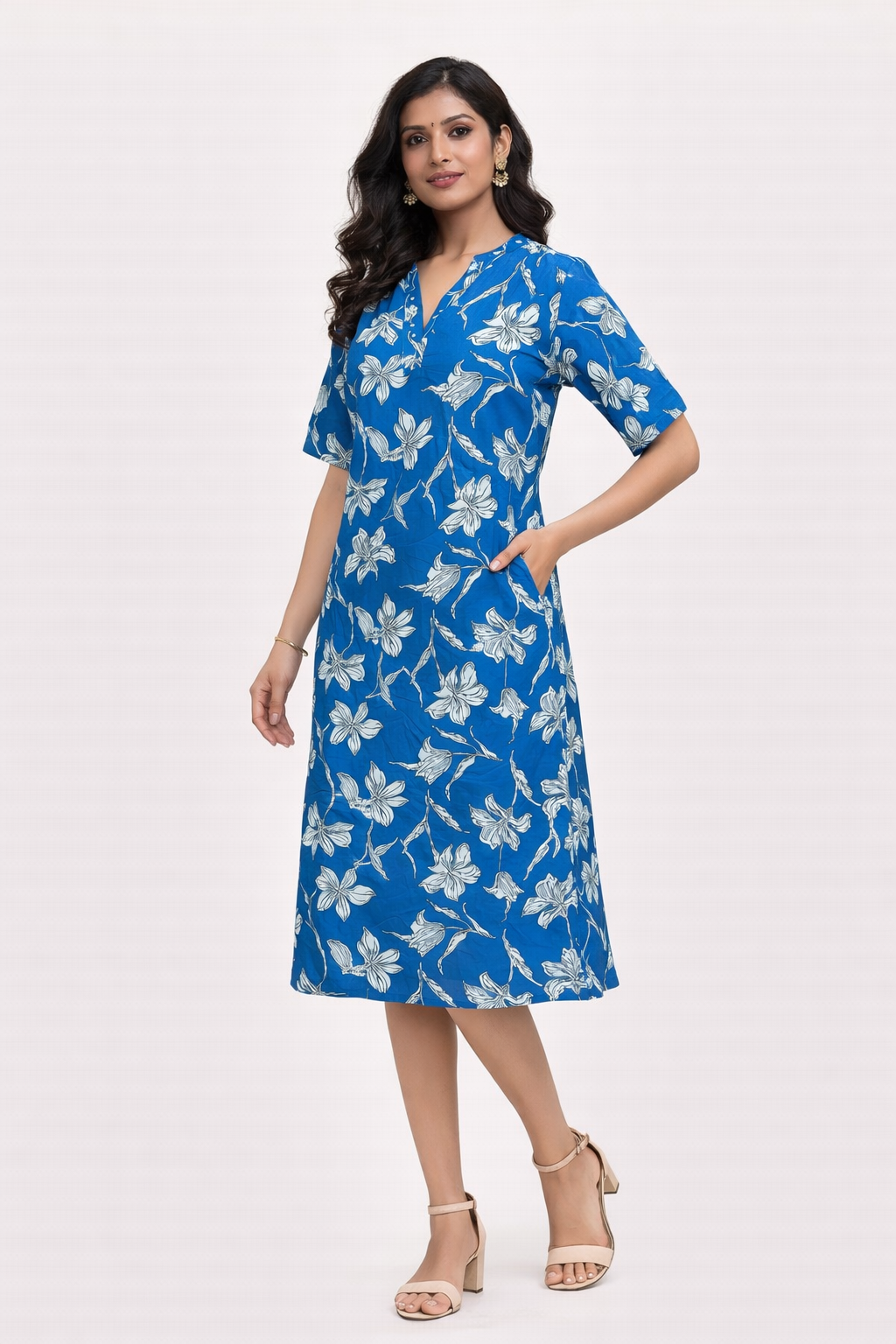 Hibiscus Printed cotton dress