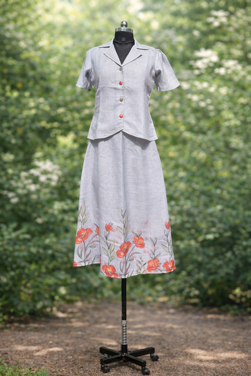 Linen grey skirt and top brown shade