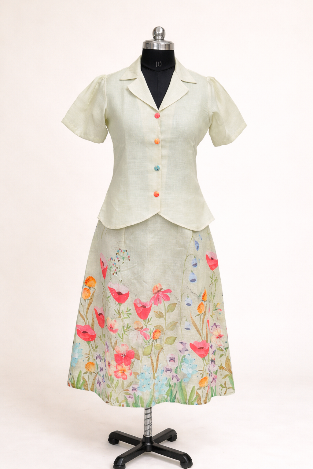 Lemon yellow linen skirt top