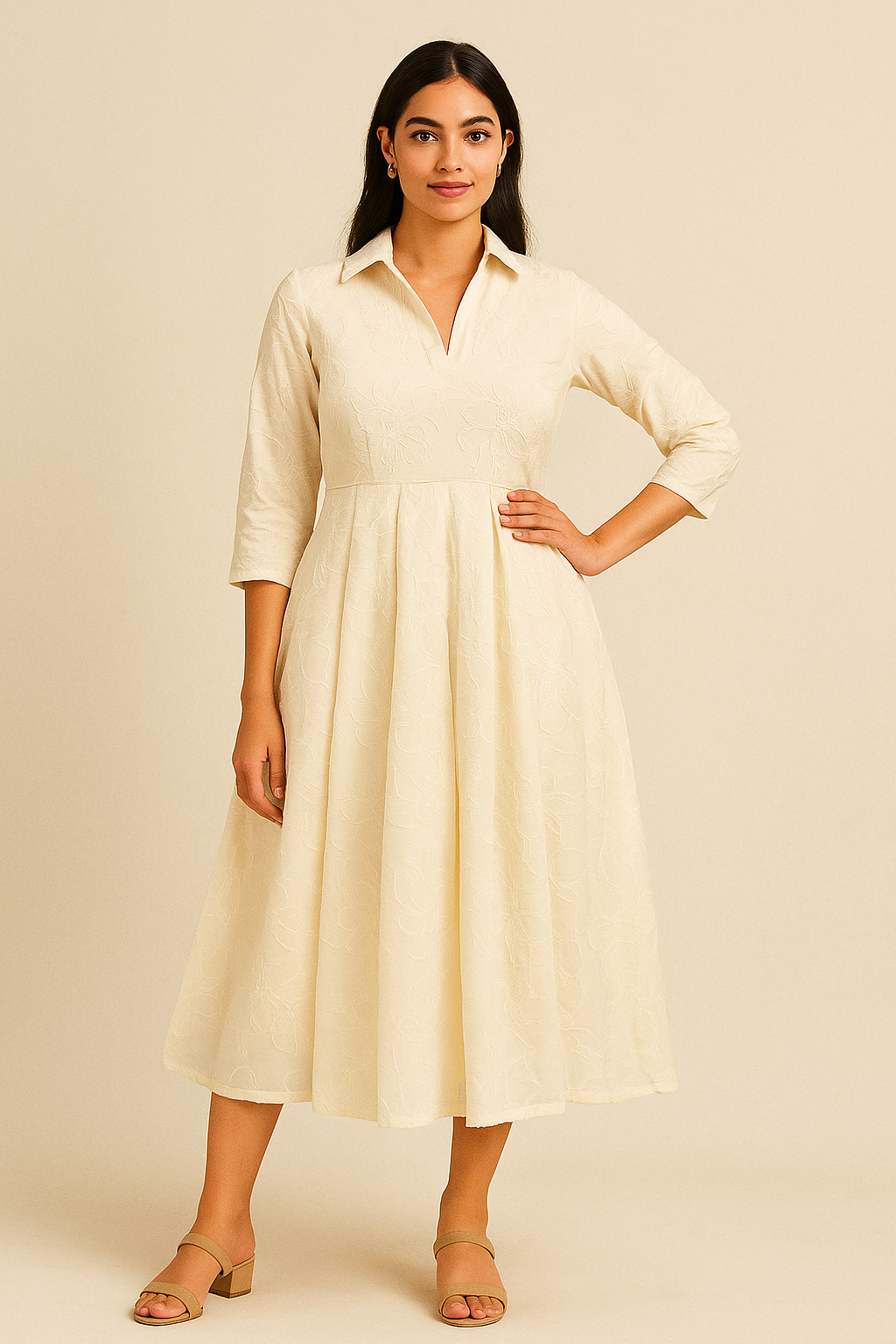 Self embroidered dress